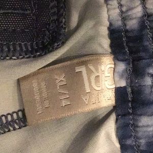 Blue and white tie dye athletic shorts